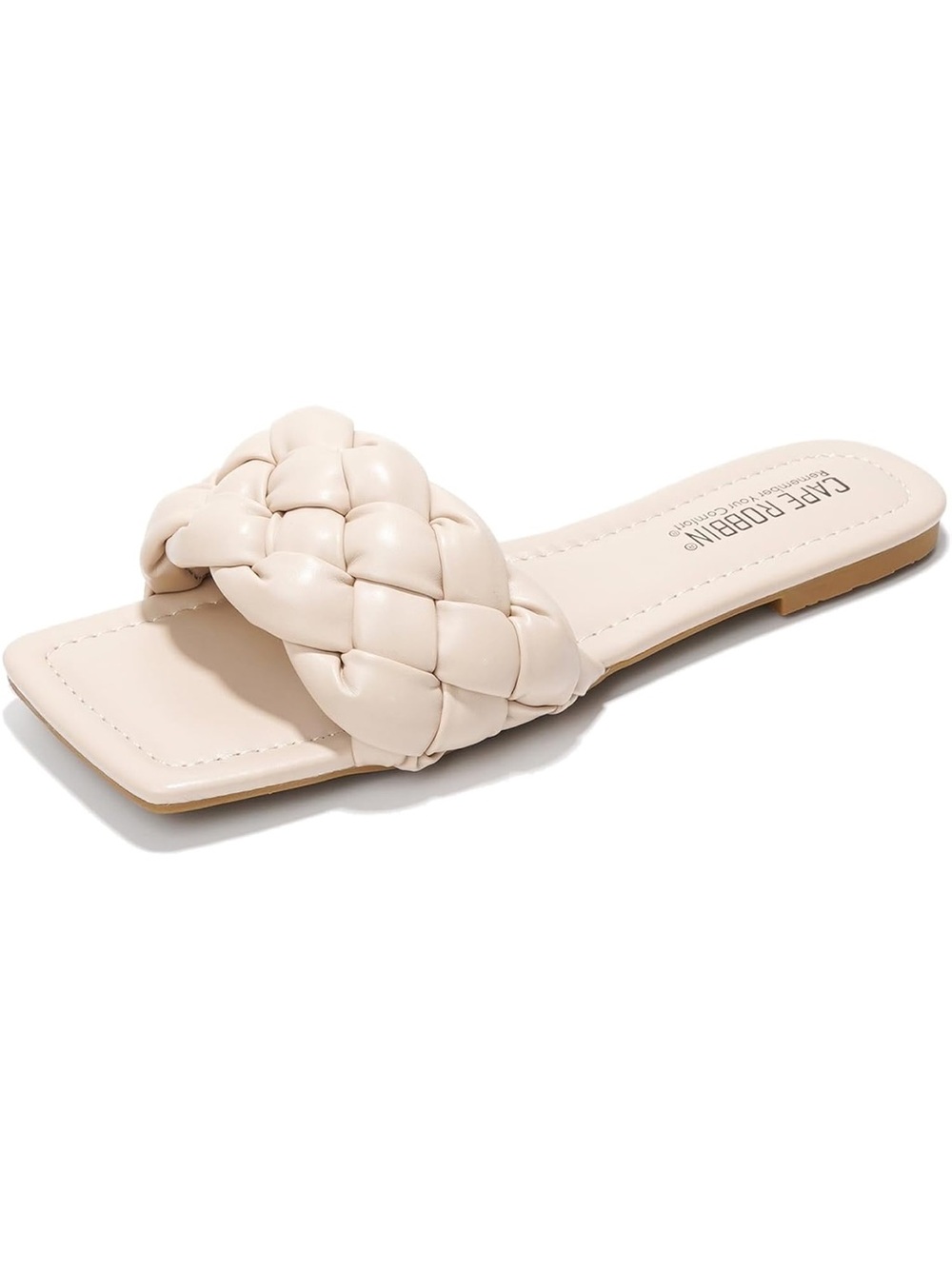 Cape Robbin Braided Strap Slide Sandal in Cream
